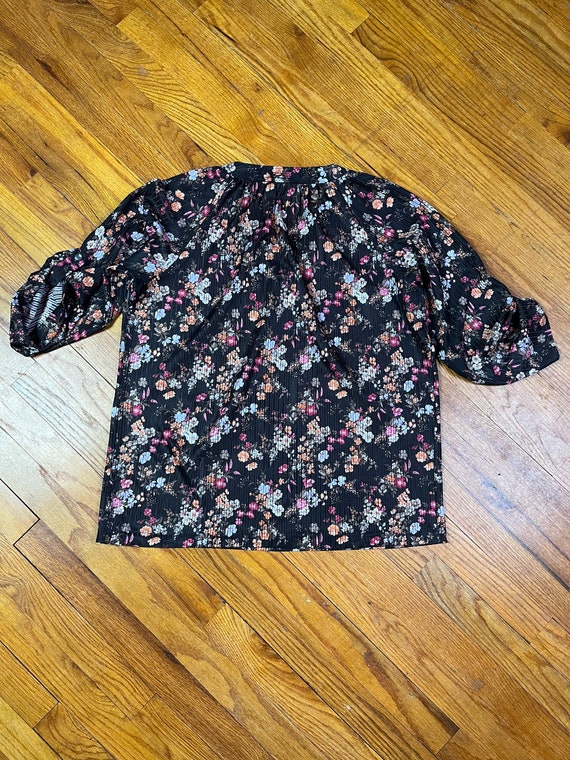 Large Floral Blouse 70s Convertible Sleeve Woman'… - image 9