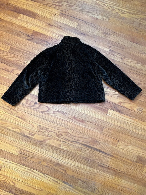 Fuzzy Faux Fur Coat, 80s Short Crop Jacket in Dar… - image 7