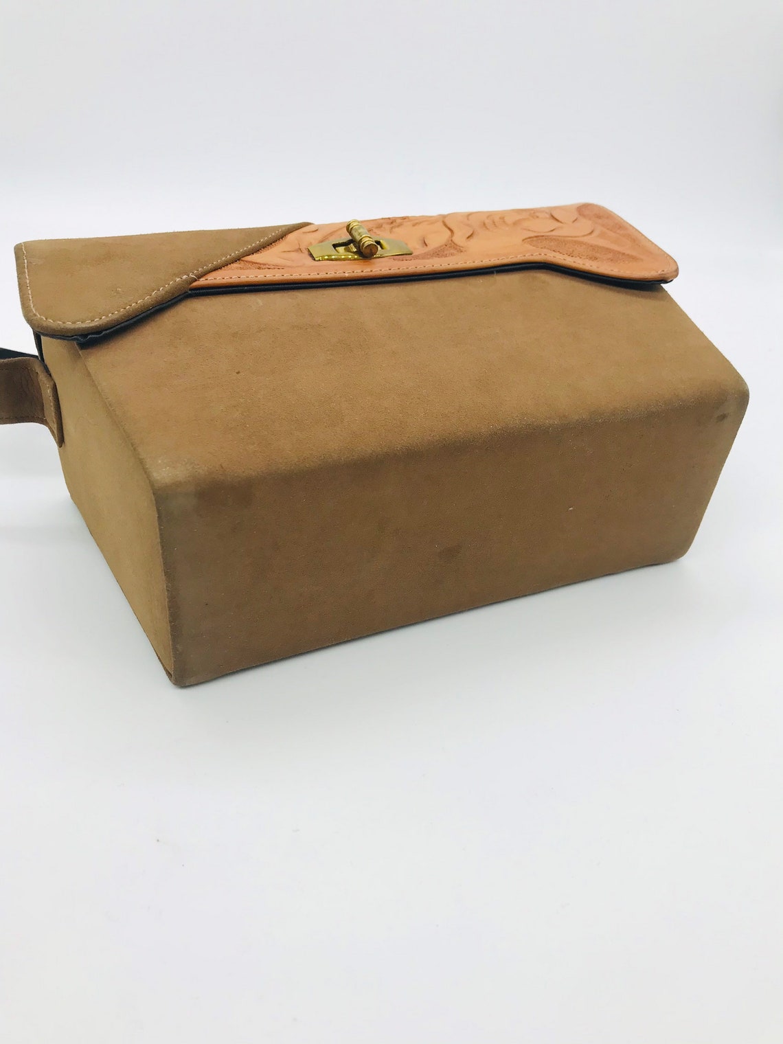 1940s Box Purse 40s Tooled Leather Handbag Lunch Box Novelty Etsy