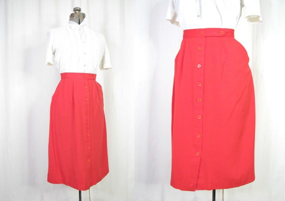 Vintage 1970s Skirt Small Button Front Skirt 40s … - image 1