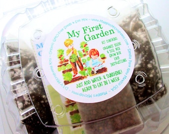 Children's "My First Garden" Microgreens Grow Box Kit - DIY Complete Planting Kit for Kids Indoor Gardening Organic GMO Free Vegan