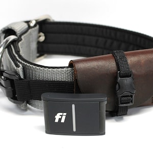 Fi 3 Series Tracker Pouch /  Dark Brown Leather Dog Collar Pouch / Dog Tracker Storage Pouch