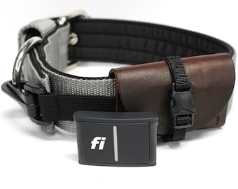 Fi 3 Series Tracker Pouch /  Dark Brown Leather Dog Collar Pouch / Dog Tracker Storage Pouch