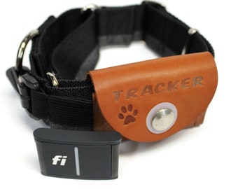 Fi 3 Series Tracker Pouch Custom Stamped  / Brown Leather Pouch / Dog Tracker Pouch