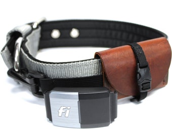 Fi 2 Series Tracker Pouch /  Brown Leather Dog Collar Pouch / Dog Tracker Storage Pouch