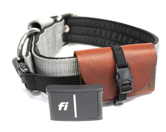 Fi 3 Series Tracker Pouch / Brown Leather Dog Collar Pouch / Dog Tracker Storage Pouch