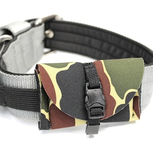 Fi 3 Tracker neoprene dog collar pouch stays super secure with side release adjustable buckle closure, interior elastic pouch, Velcro collar strap and heavy snap clip with elastic strap connects it securely to collar D-ring.