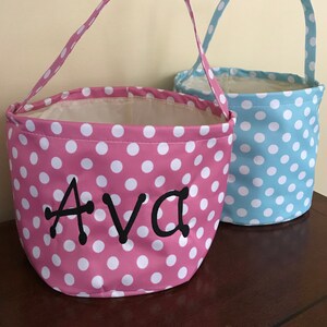 Easter Basket, Easter Bucket, Personalized Easter,Easter Tote, Easter Bag, Spring Basket, Polka Dot Tote