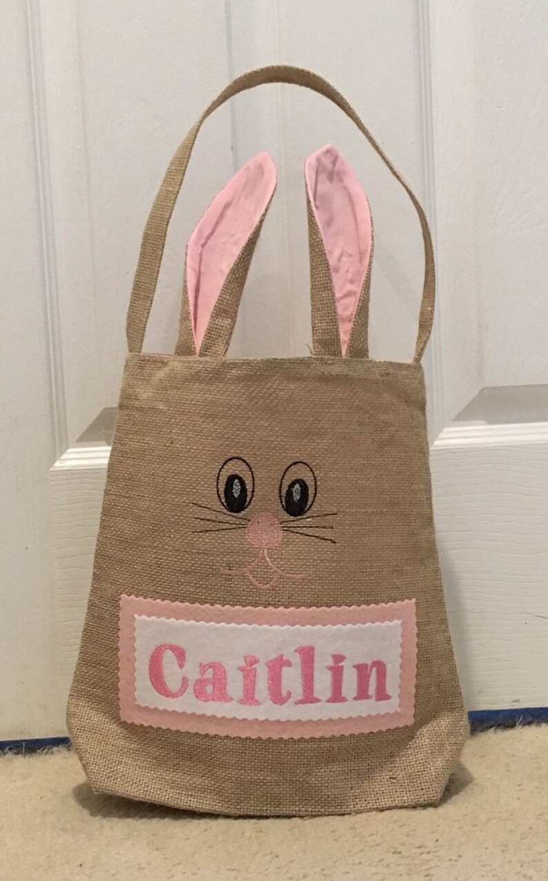 Bunny Bag Personalized Easter Basket Burlap Bunny Bag Etsy