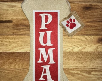 Dog Christmas Stocking - Pet Christmas Stocking - Personalized Dog Stockings - Embroidered Dog Christmas Stocking - Bone Shaped Stocking