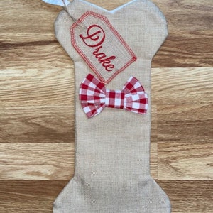 Dog Christmas Stocking - Pet Christmas Stocking - Personalized Dog Stockings - Embroidered Dog Christmas Stocking - Bone Shaped Stocking