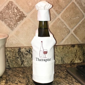 Wine Bottle Apron, Chef Gift, Wine Decor, Chef Bottle Topper, Apron & Chef Hat, Wine Gift Bag, Love The Wine You&#39;re With, Groomsman Gift