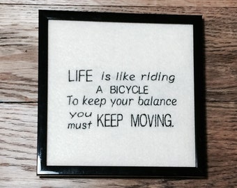 Inspirational Quote - Life Is Like Riding A Bicycle - To Keep Your Balance You Must Keep Moving -  Albert Einstein Quote - Graduation Gift