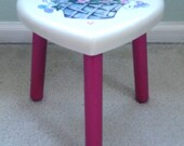 Decorative Rose Basket Heart Wood Stool