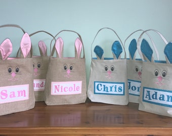 Bunny Bag - Personalized Easter Basket - Burlap Bunny Bag - Easter Bag - Easter Basket With Bunny Ears - Custom Easter Basket