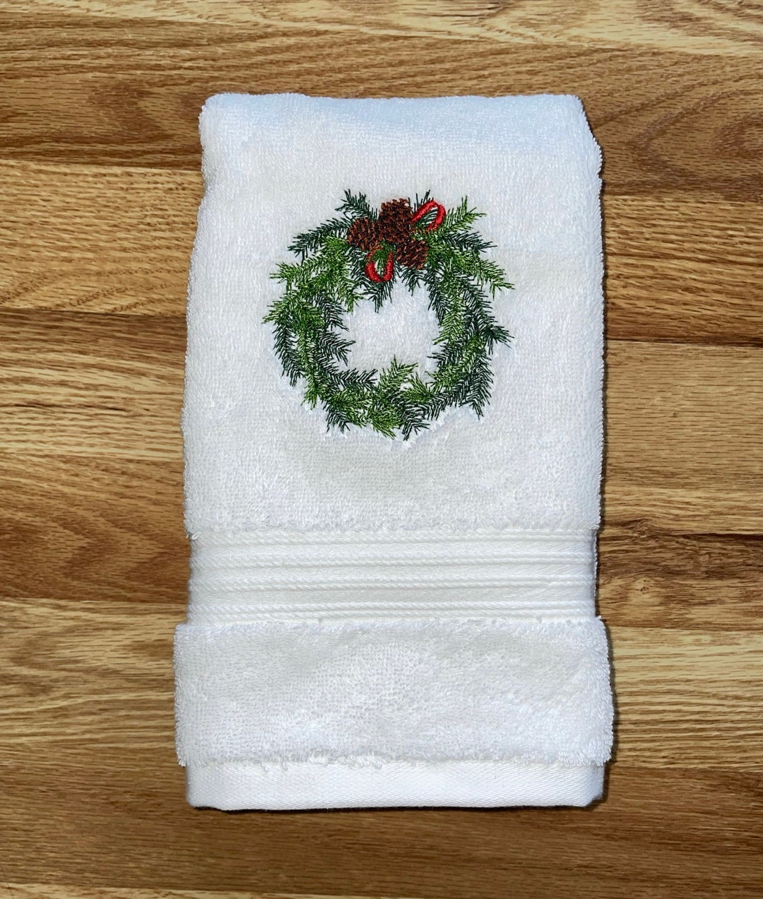 Christmas Hand Towel Christmas Wreath Hand Towel Guest Towel Custom Hand Towel Hostess Gift Etsy