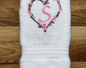 Valentine’s Day Towel ~ Monogrammed ~ Heart Towel ~ Personalized ~ Hand Towel ~ Hostess Gift ~ Wedding Gift