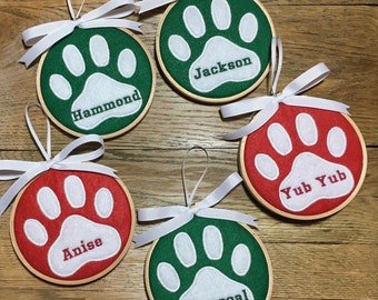 Pet Ornament, Personalized Pet, Cat Ornament, Dog Ornament, Paw Print Ornament, Personalized Paw Print, Christmas Decoration