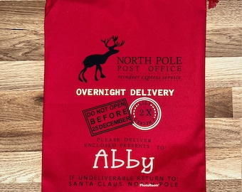 Personalized Santa Sack - Santa Bag - Christmas Sack - Christmas Bag - Christmas Gift Bag - Custom Santa Sack - Small Red Reindeer