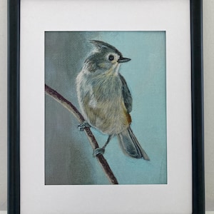 Tufted titmouse print, 8x10&quot; giclee bird art.