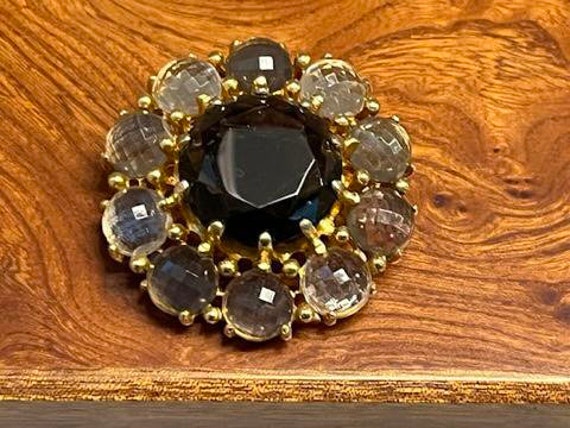 Smoky Brown Crystal Brooch in Gold Tone - image 3