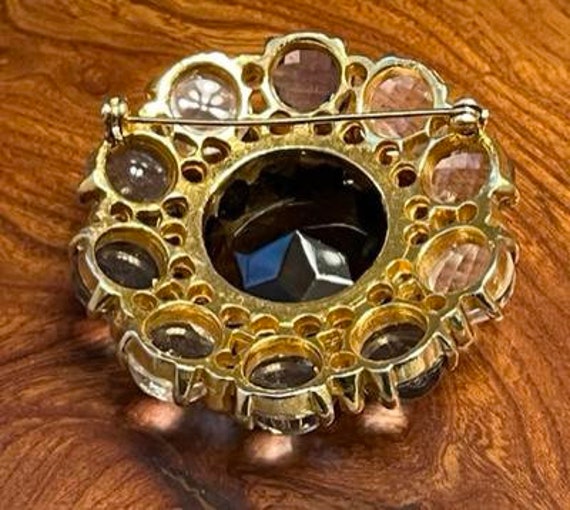 Smoky Brown Crystal Brooch in Gold Tone - image 5
