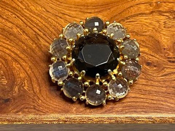 Smoky Brown Crystal Brooch in Gold Tone - image 4