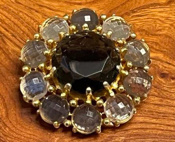 Smoky Brown Crystal Brooch in Gold Tone - image 2