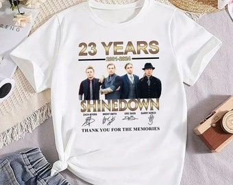 Shinedown 23 Years Signatures T-shirt, Shinedown Rock Band Tour 2024 Shirt, Shinedown Tour Merch, Shinedown Fan Gift, Shinedown Concert Tee