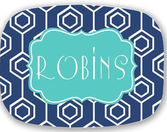 Personalized Melamine Platter-monogram Easter spring summer tray