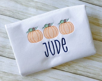 Personalized Thanksgiving Shirt /Boy Pumpkin Shirt / First Thanksgiving /  Pumpkin Embroidery / Pumpkin Sketch / Thanksgiving Outfit