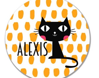 personalized Melamine Plate - custom melamine dish halloween cat