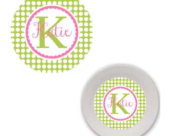 Melamine Plate and Bowl Set - polka dot custom melamine dish set