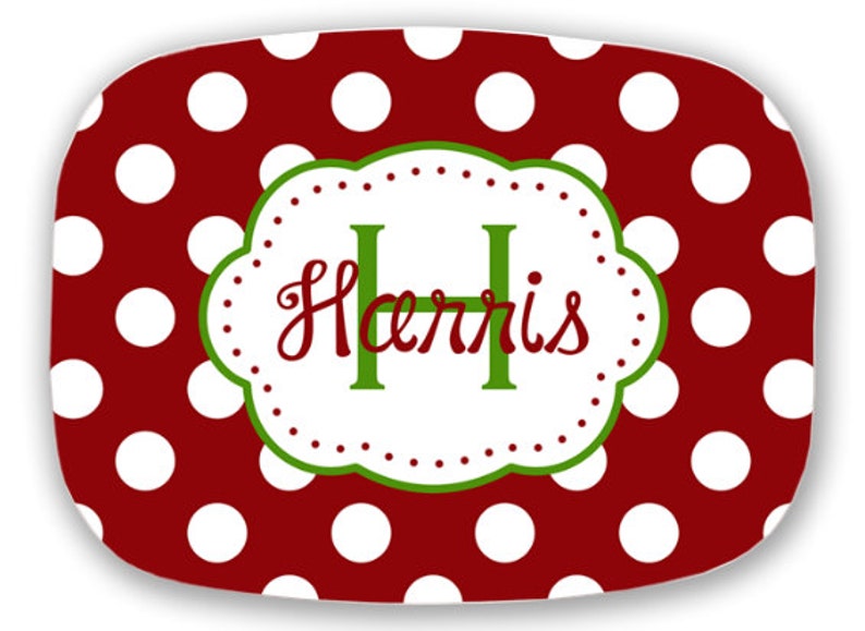 personalized melamine platter Christmas image 1