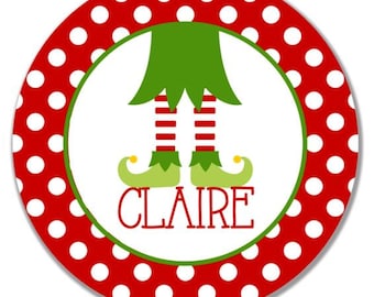 personalized Melamine Plate - custom melamine dish christmas elf holiday