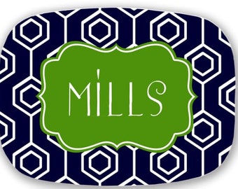 Personalized Melamine Platter-monogram Easter spring summer tray