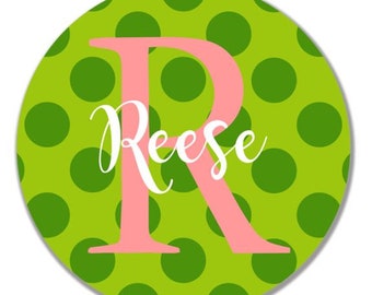 personalized melamine plate kids - custom dish polka dots
