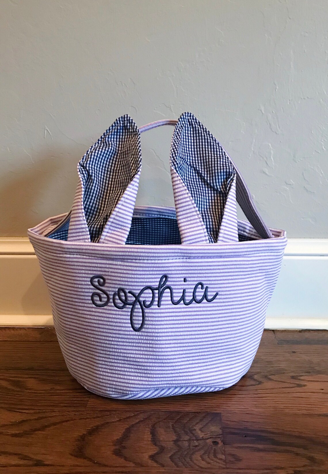 Embroidered Easter Basket Custom Monogram Personalized Easter Etsy