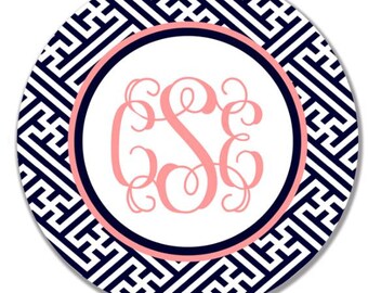 personalized Melamine Plate - custom melamine greek monogram