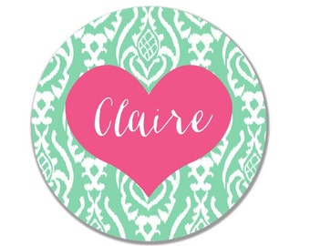 personalized Melamine Plate - custom melamine dish love valentine's day ikat