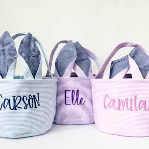 Embroidered Easter Basket, Custom Monogram Personalized Easter Basket, kids, Easter Bunny