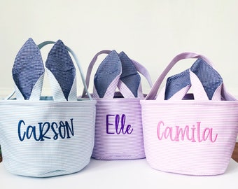 FAST SHIPPING Embroidered Easter Basket, Custom Monogram Personalized Easter Basket, kids, Easter Bunny