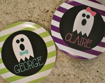 personalized Melamine Plate - custom melamine dish halloween ghost