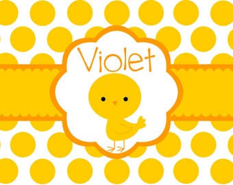 Personalized Placemat - Easter chick 12x18 laminated placemat