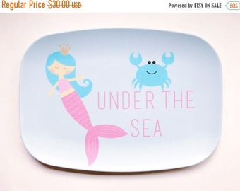 Red White and SAVE Personalized Melamine Platter - Under the Sea, Mermaid