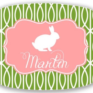 Personalized Melamine Platter-monogram Easter Bunny tray image 1