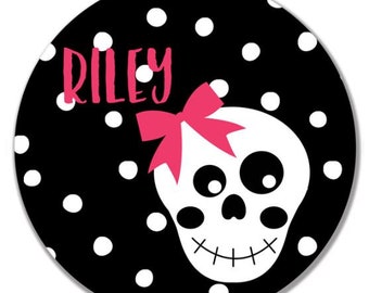 personalized Melamine Plate - custom melamine dish halloween skull bones