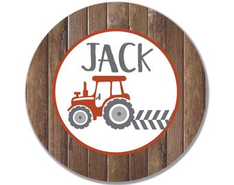 personalized melamine plate kids - custom dish farm tractor