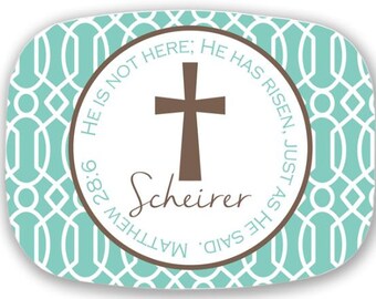 Personalized Melamine Platter-monogram Easter bible verse tray
