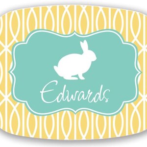 Personalized Melamine Platter-monogram Easter Bunny tray image 2